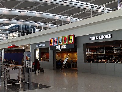 lhr airport london heathrow terminal restaurants t5 five wetherspoons bars map bar tuns loungeindex europe