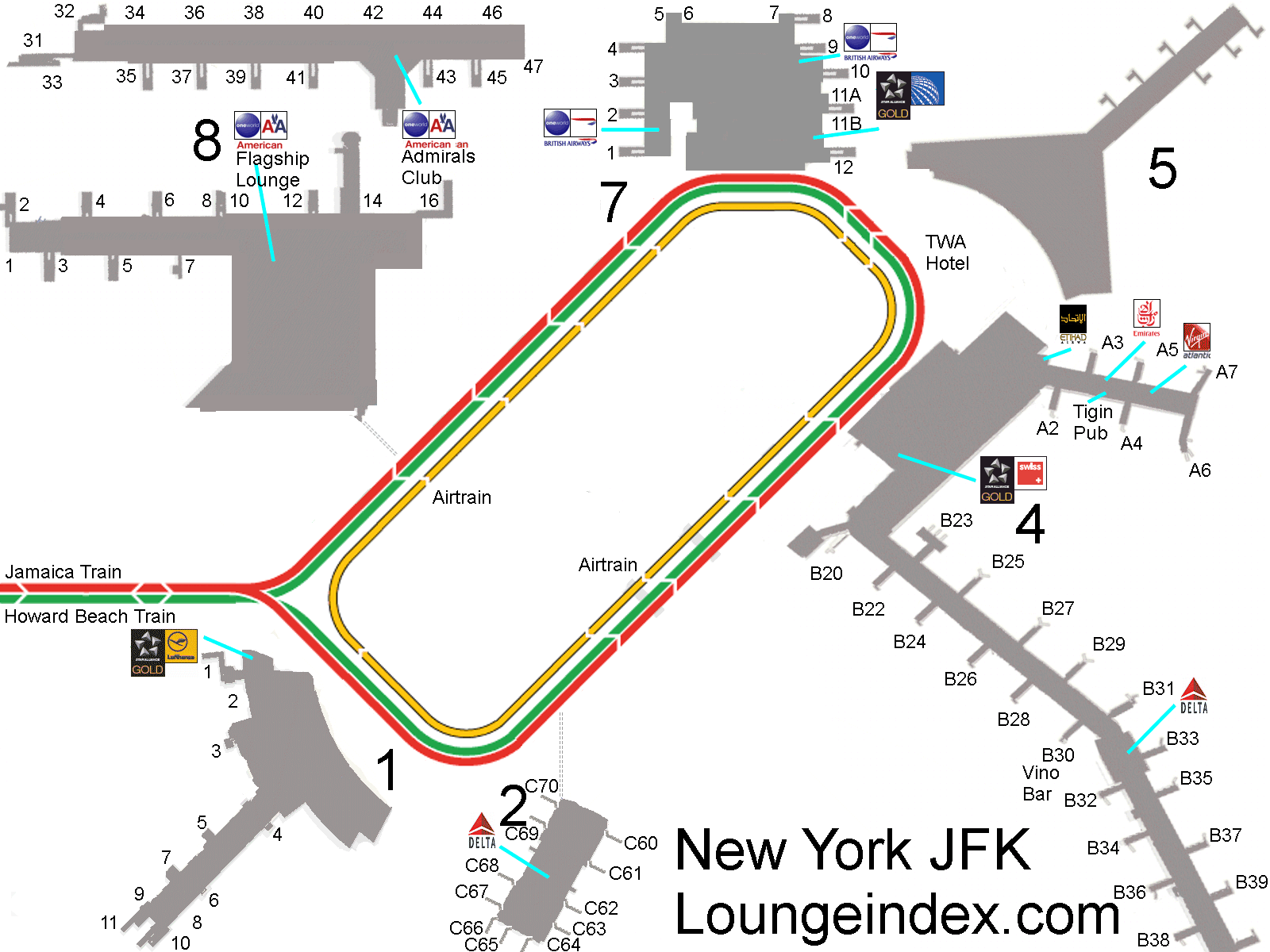 Jfk New York Airport Guide Terminal Map Airport Guide Lounges