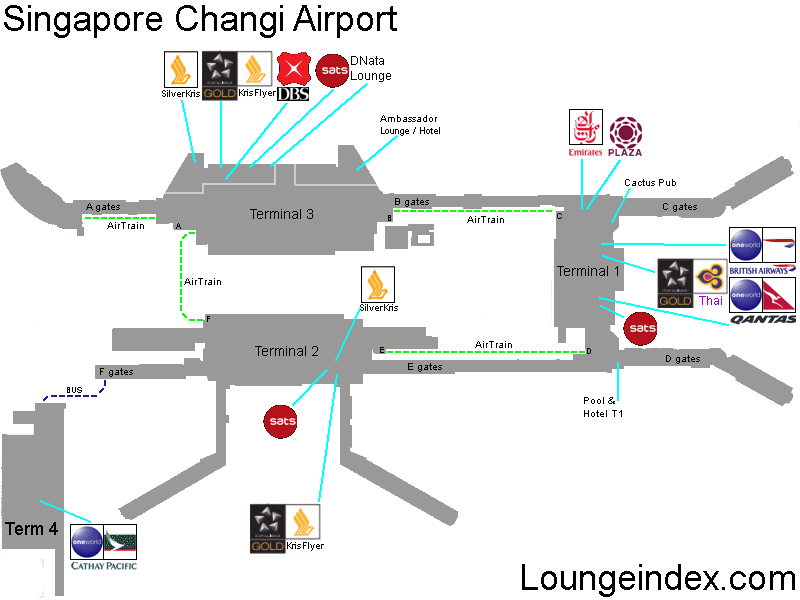 Singapore Airport Terminal Map SIN: Singapore Airport Guide   Terminal map, lounges, bars 